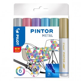 Набор маркеров PILOT PINTOR Metal 4.5мм 6 цветов